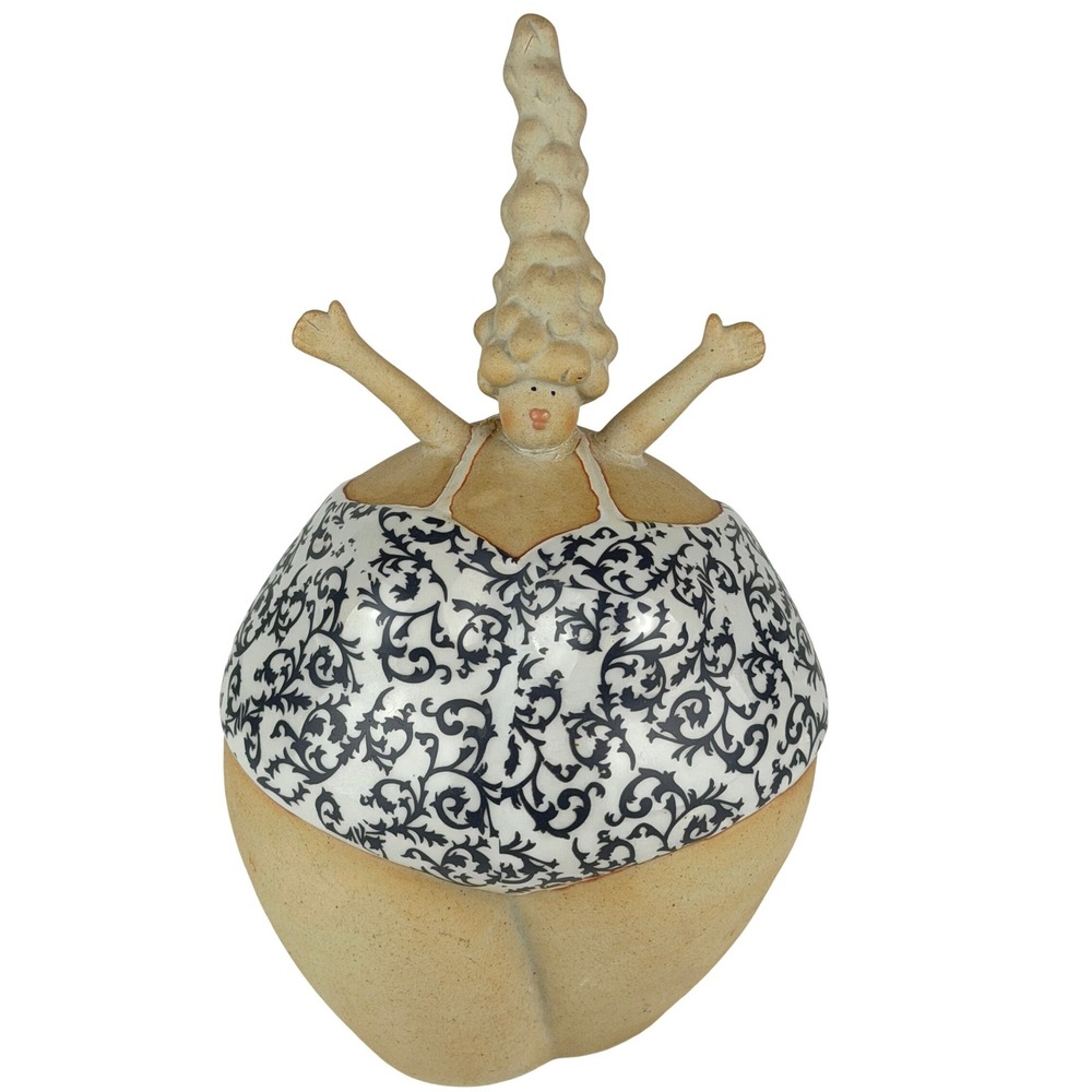SIA Home Fashion Whimsical Ceramic Woman Figurine Damask Art Sculpture Decor